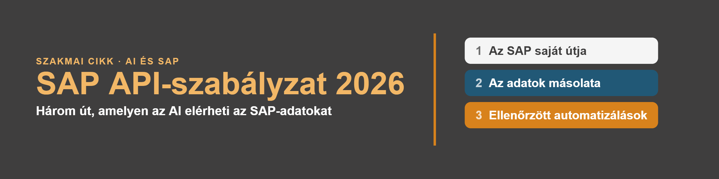 article-sap-api-policy_banner_HU SAP API-szabályzat 2026: három út, amelyen az AI elérheti az SAP-adatokat – az SAP saját útja, az adatok másolata, ellenőrzött automatizálások