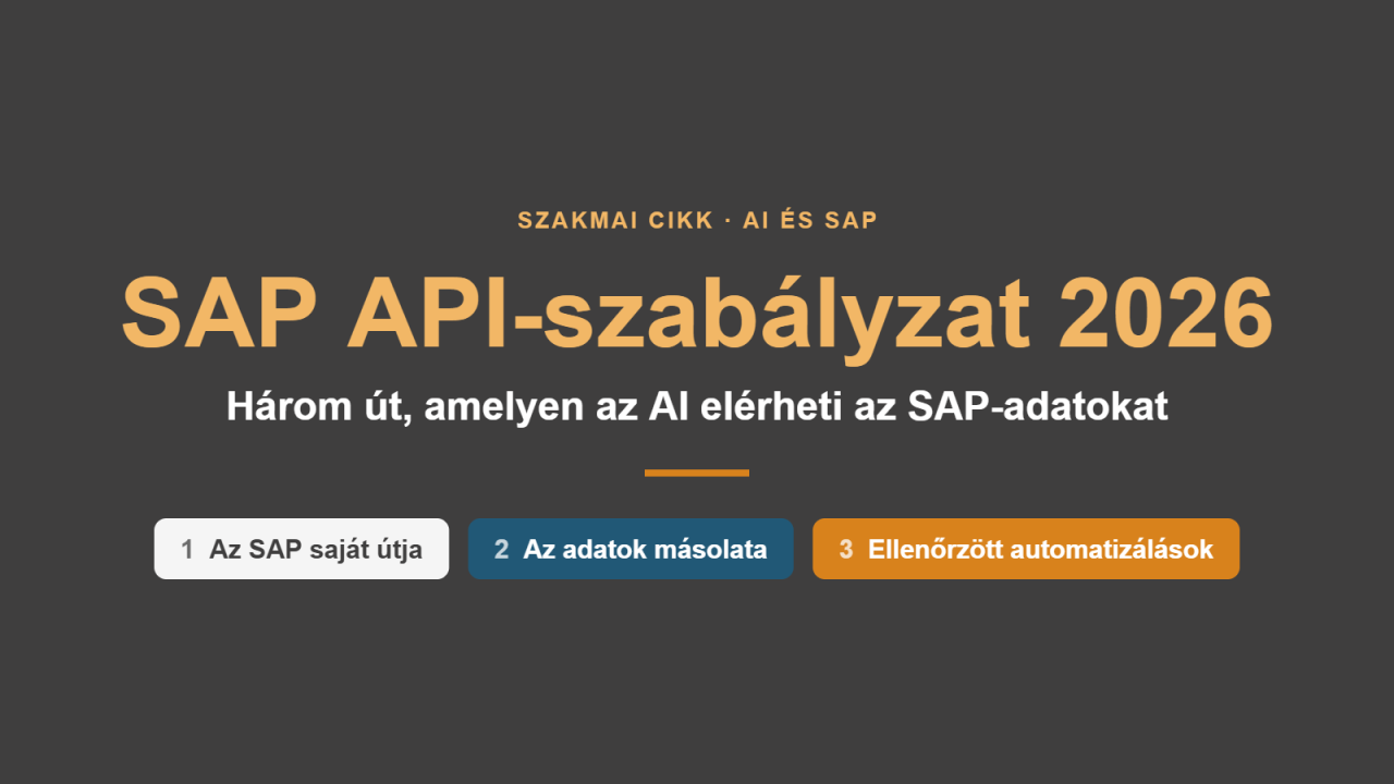 SAP API-szabályzat 2026: három út, amelyen az AI elérheti az SAP-adatokat – az SAP saját útja, az adatok másolata, ellenőrzött automatizálások