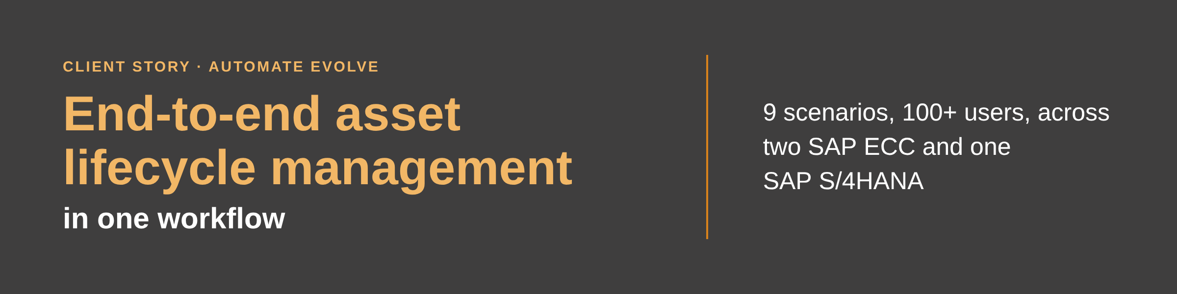 Asset lifecycle workflow client story: key results