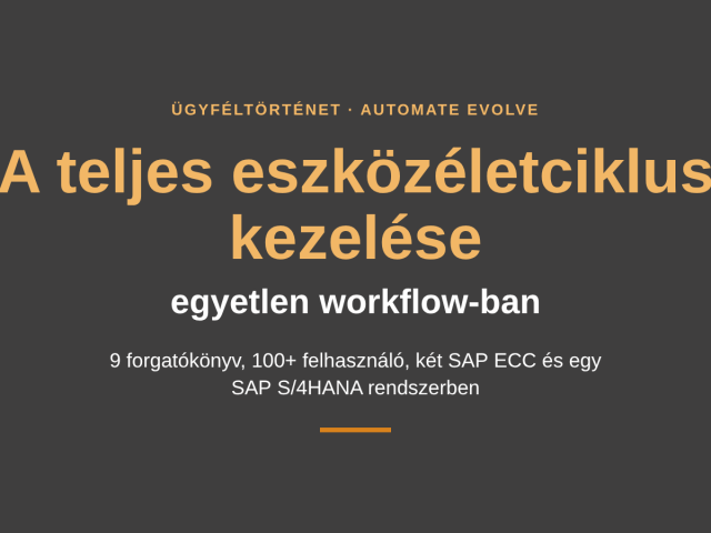 Ügyféltörténet: eszközgazdálkodási workflow SAP ECC és SAP S/4HANA alatt, Automate Evolve-val