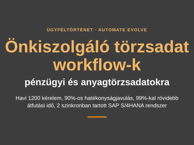Ügyféltörténet: önkiszolgáló pénzügyi és anyag-törzsadat workflow-k Automate Evolve-val